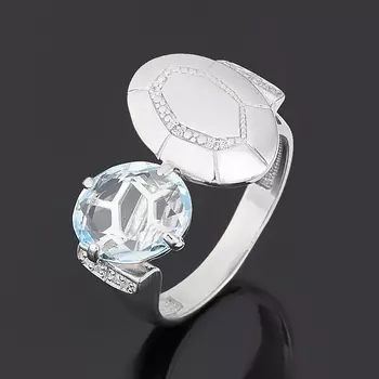 Кольцо топаз голубой (серебро 925 пр. родир. бел.) огранка размер 18