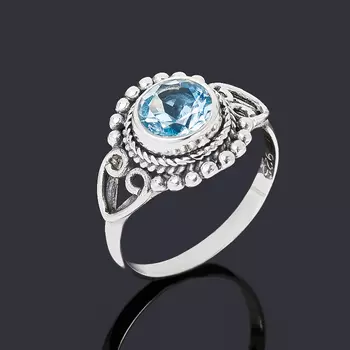 Кольцо топаз голубой (серебро 925 пр.) огранка размер 17