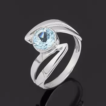 Кольцо топаз голубой (серебро 925 пр. родир. бел.) огранка размер 18