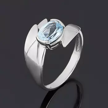 Кольцо топаз голубой (серебро 925 пр. родир. бел.) огранка размер 17,5