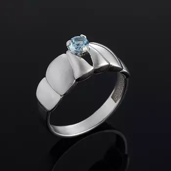 Кольцо топаз голубой (серебро 925 пр. родир. бел.) огранка размер 18