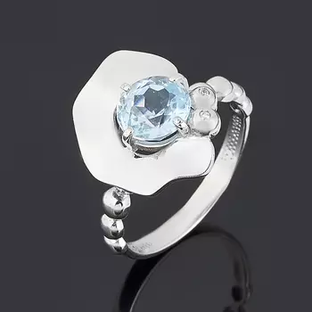 Кольцо топаз голубой (серебро 925 пр. родир. бел.) огранка размер 17