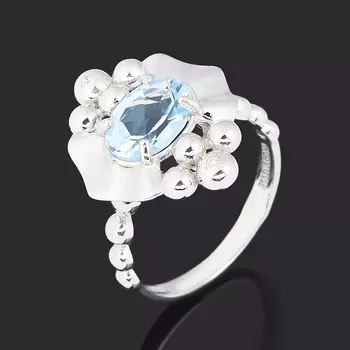 Кольцо топаз голубой (серебро 925 пр. родир. бел.) огранка размер 17,5