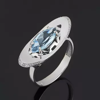 Кольцо топаз голубой (серебро 925 пр. родир. бел.) огранка размер 18,5