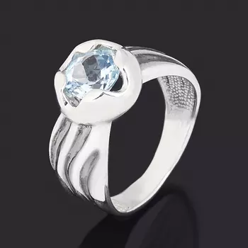 Кольцо топаз голубой (серебро 925 пр. родир. бел.) огранка размер 18,5