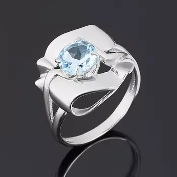 Кольцо топаз голубой (серебро 925 пр. родир. бел.) огранка размер 18
