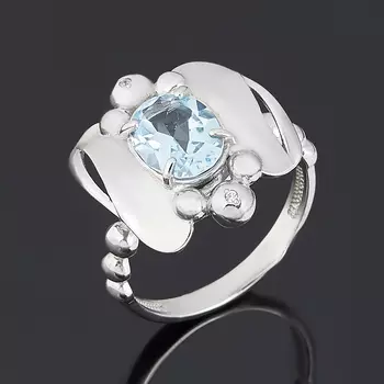 Кольцо топаз голубой (серебро 925 пр. родир. бел.) огранка размер 18