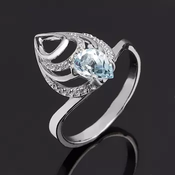 Кольцо топаз голубой (серебро 925 пр.) огранка размер 17