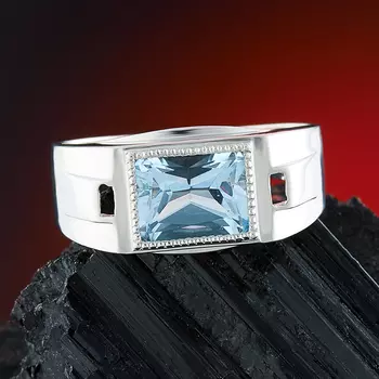 Кольцо топаз голубой (серебро 925 пр. родир. бел.) огранка размер 20