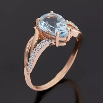 Кольцо топаз голубой (серебро 925 пр. позолота) огранка размер 17