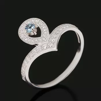 Кольцо топаз голубой (серебро 925 пр. родир. бел.) огранка размер 17,5