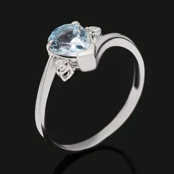 Кольцо топаз голубой (серебро 925 пр. родир. бел.) огранка размер 18