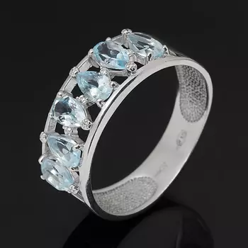 Кольцо топаз голубой (серебро 925 пр. родир. бел.) огранка размер 18