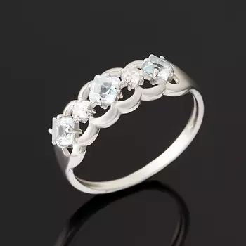 Кольцо топаз голубой (серебро 925 пр. родир. бел.) огранка размер 17,5