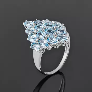 Кольцо топаз голубой (серебро 925 пр. родир. бел.) огранка размер 18