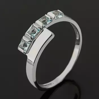 Кольцо топаз голубой (серебро 925 пр. родир. бел.) огранка размер 17,5