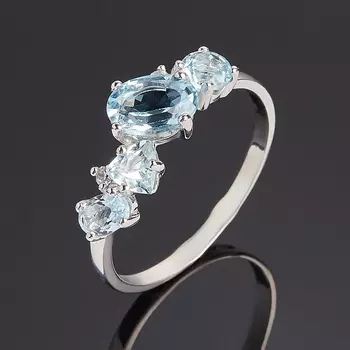 Кольцо топаз голубой (серебро 925 пр. родир. бел.) огранка размер 17,5