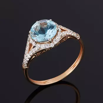 Кольцо топаз голубой (серебро 925 пр. позолота) огранка размер 17