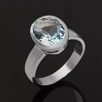 Кольцо топаз голубой (серебро 925 пр.) огранка размер 17