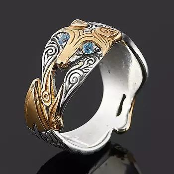 Кольцо топаз голубой (серебро 925 пр. оксидир., позолота) огранка (регулируемый) размер 17,5