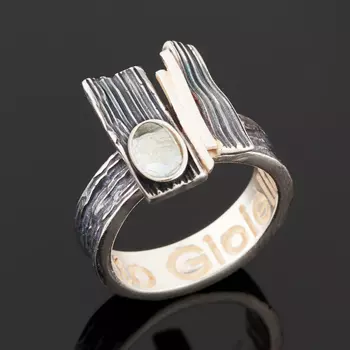 Кольцо топаз голубой (серебро 925 пр. оксидир.) размер 17,5