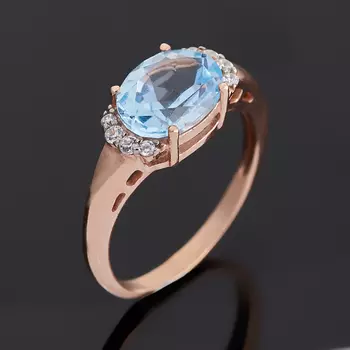 Кольцо топаз голубой (серебро 925 пр. позолота) огранка размер 16,5