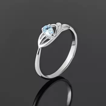 Кольцо топаз голубой (серебро 925 пр. родир. бел.) огранка размер 16,5