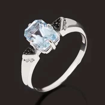 Кольцо топаз голубой (серебро 925 пр. родир. бел.) огранка размер 17