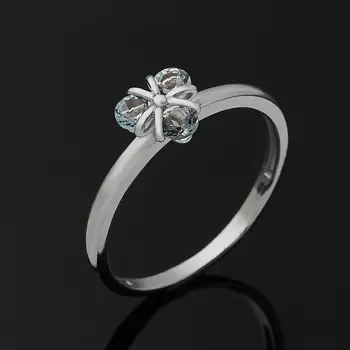 Кольцо топаз голубой (серебро 925 пр. родир. бел.) огранка размер 17