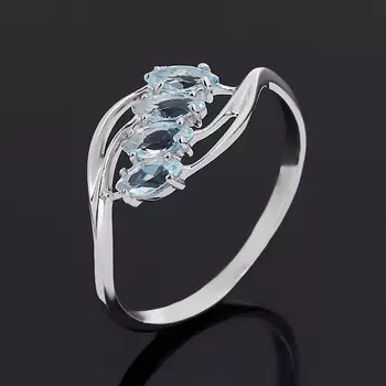 Кольцо топаз голубой (серебро 925 пр. родир. бел.) огранка размер 17,5