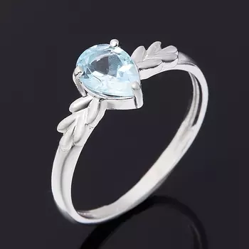 Кольцо топаз голубой (серебро 925 пр. родир. бел.) огранка размер 17,5