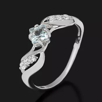 Кольцо топаз голубой (серебро 925 пр. родир. бел.) огранка размер 17,5