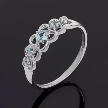 Кольцо топаз голубой (серебро 925 пр. родир. бел.) огранка размер 17,5