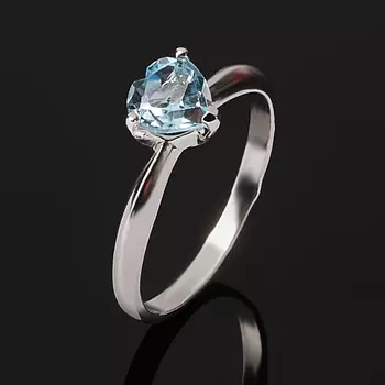 Кольцо топаз голубой (серебро 925 пр. родир. бел.) огранка размер 17,5