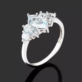 Кольцо топаз голубой (серебро 925 пр. родир. бел.) огранка размер 19