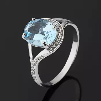 Кольцо топаз голубой (серебро 925 пр. родир. бел.) огранка размер 19