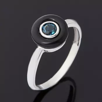 Кольцо топаз лондон огранка (керамика, серебро 925 пр. родир. бел.) размер 17