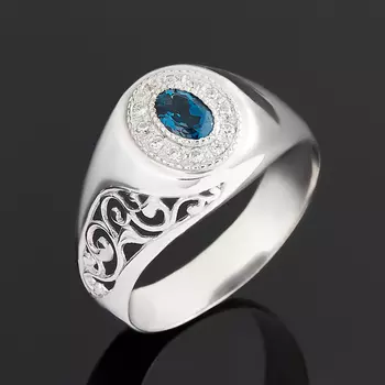 Кольцо топаз лондон (серебро 925 пр. родир. бел.) огранка размер 21