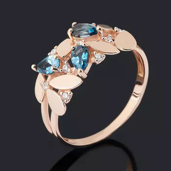 Кольцо топаз лондон (серебро 925 пр. позолота) огранка размер 18,5