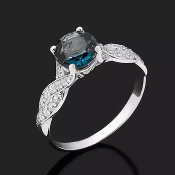 Кольцо топаз лондон (серебро 925 пр. родир. бел.) огранка размер 18,5