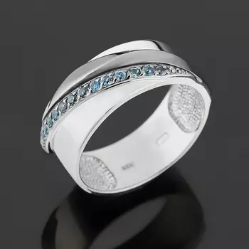 Кольцо топаз лондон (серебро 925 пр. родир. бел., родир. черн.) огранка размер 18