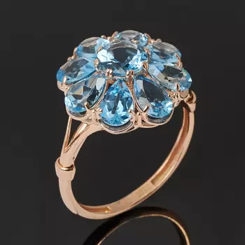 Кольцо топаз swiss огранка (серебро 925 пр., позолота) размер 18,5