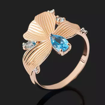 Кольцо топаз swiss (серебро 925 пр. позолота) огранка размер 17,5