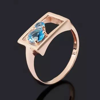 Кольцо топаз swiss (серебро 925 пр. позолота) огранка размер 17,5