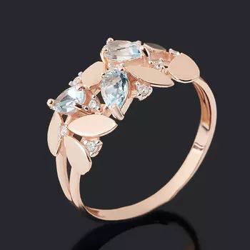 Кольцо топаз swiss (серебро 925 пр. позолота) огранка размер 17,5