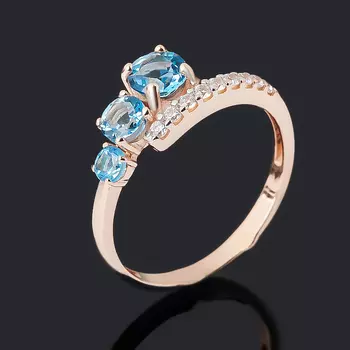 Кольцо топаз swiss (серебро 925 пр. позолота) огранка размер 17