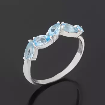 Кольцо топаз swiss (серебро 925 пр. родир. бел.) огранка размер 17