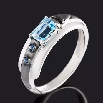 Кольцо топаз swiss (серебро 925 пр. родир. бел., родир. черн.) огранка размер 17,5