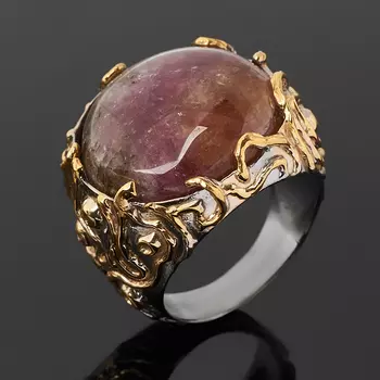 Кольцо турмалин полихромный (серебро 925 пр. позолота, родир. сер.) размер 18