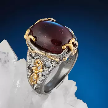 Кольцо турмалин розовый (рубеллит) (серебро 925 пр. позолота, родир. сер.) размер 17